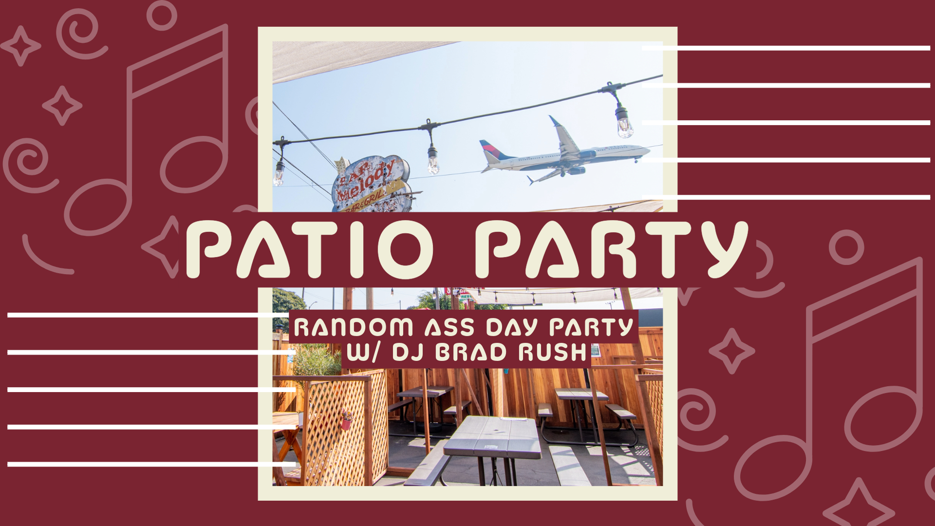 promo image for our patio day party with dj