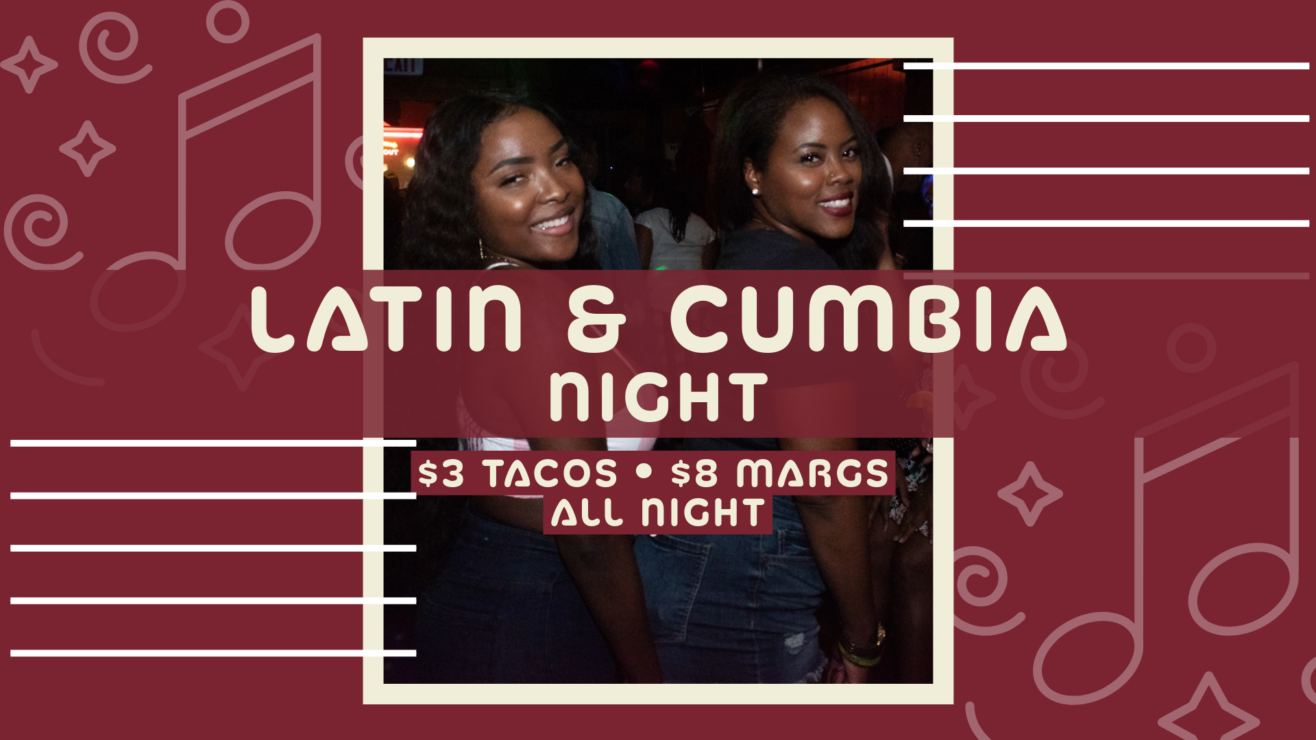 Promo image for Latin Night and Taco Tuesday party