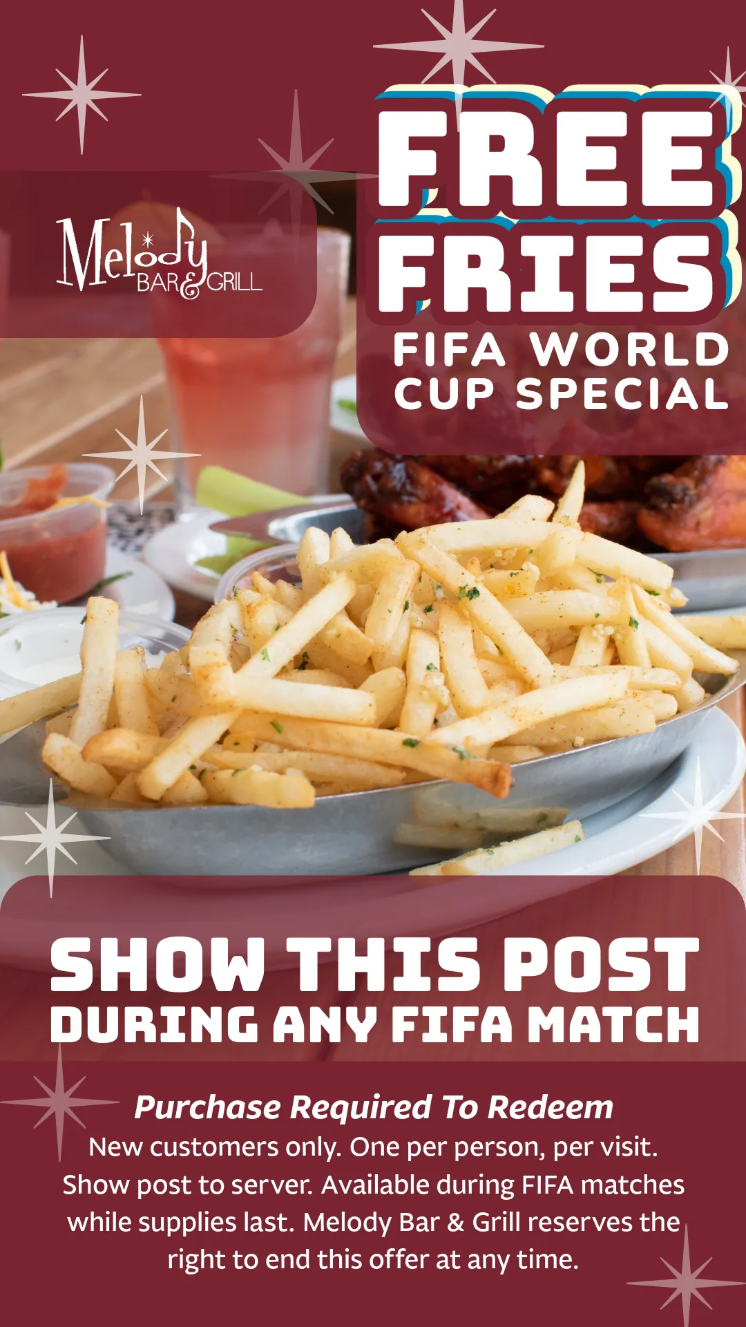 Free Fries FIFA World Cup Special — Melody Bar and Grill